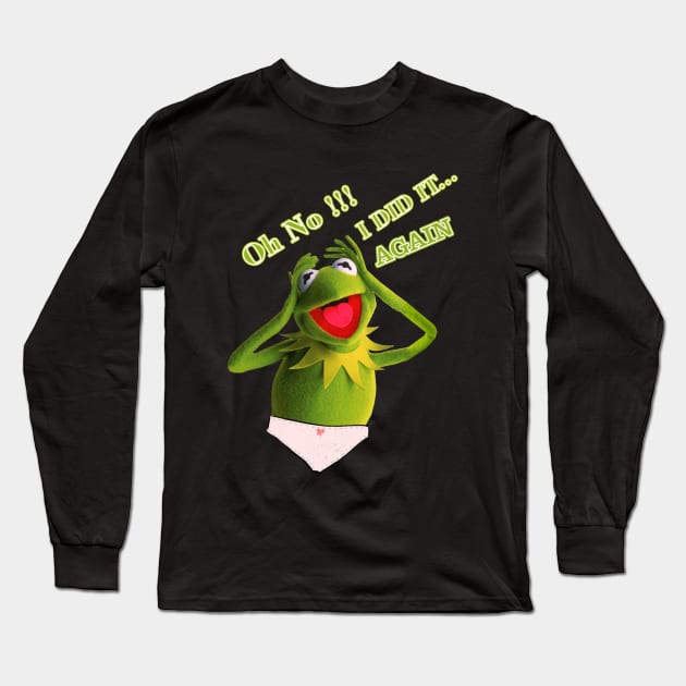 Funny Muppet, Kermit The Frog Long Sleeve T-Shirt by TrendsCollection